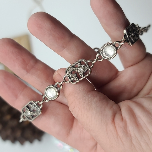 Brighton "PACIFIC HEIGHTS" Coastal Retired Marcasite bracelet! Silver Plated! 🐠 - Picture 9 of 10